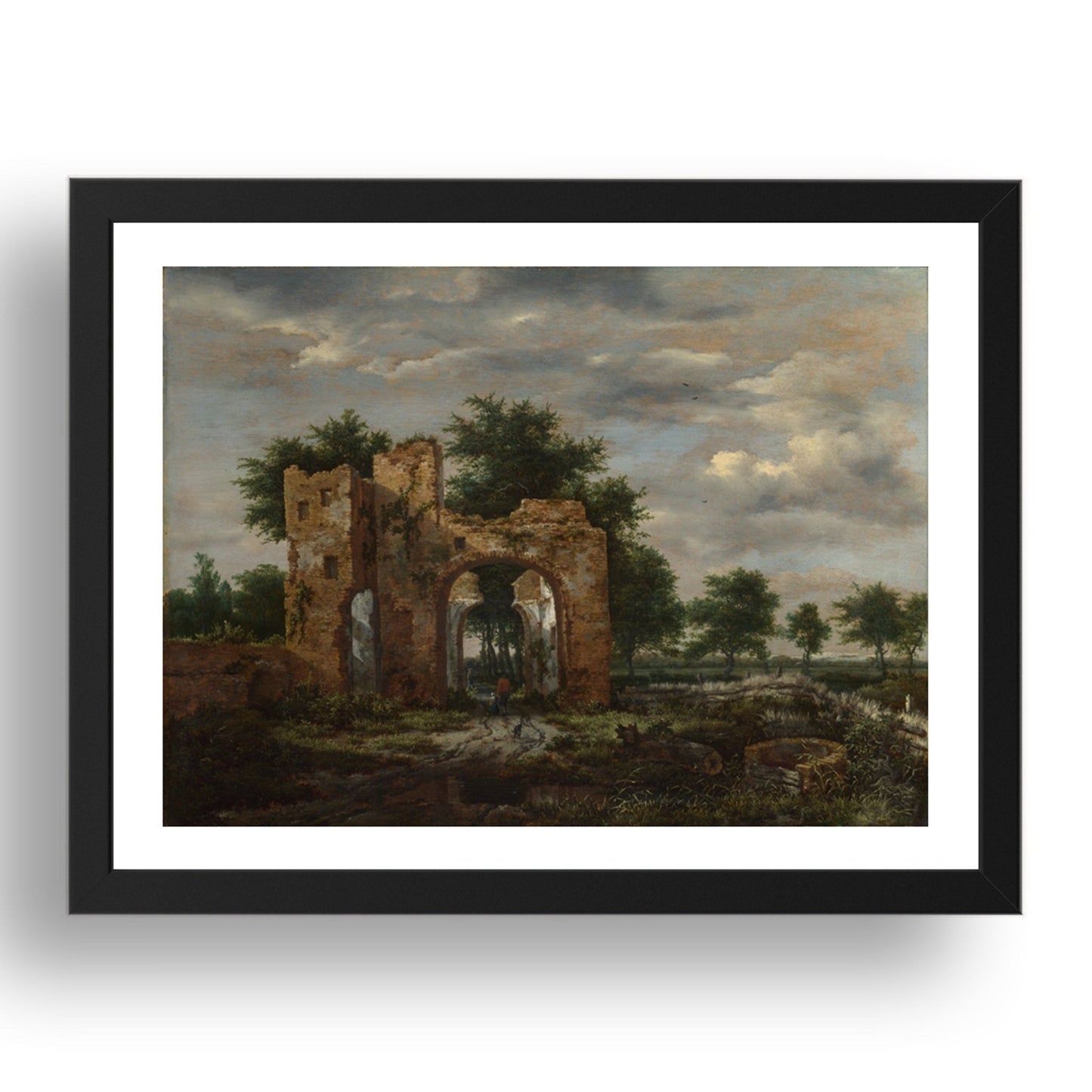Jacob van Ruisdael: A Ruined Castle Gateway, Poster in 17x13"(A3) Frame