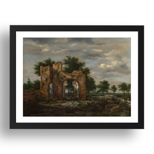 Jacob van Ruisdael: A Ruined Castle Gateway, Poster in 17x13"(A3) Frame