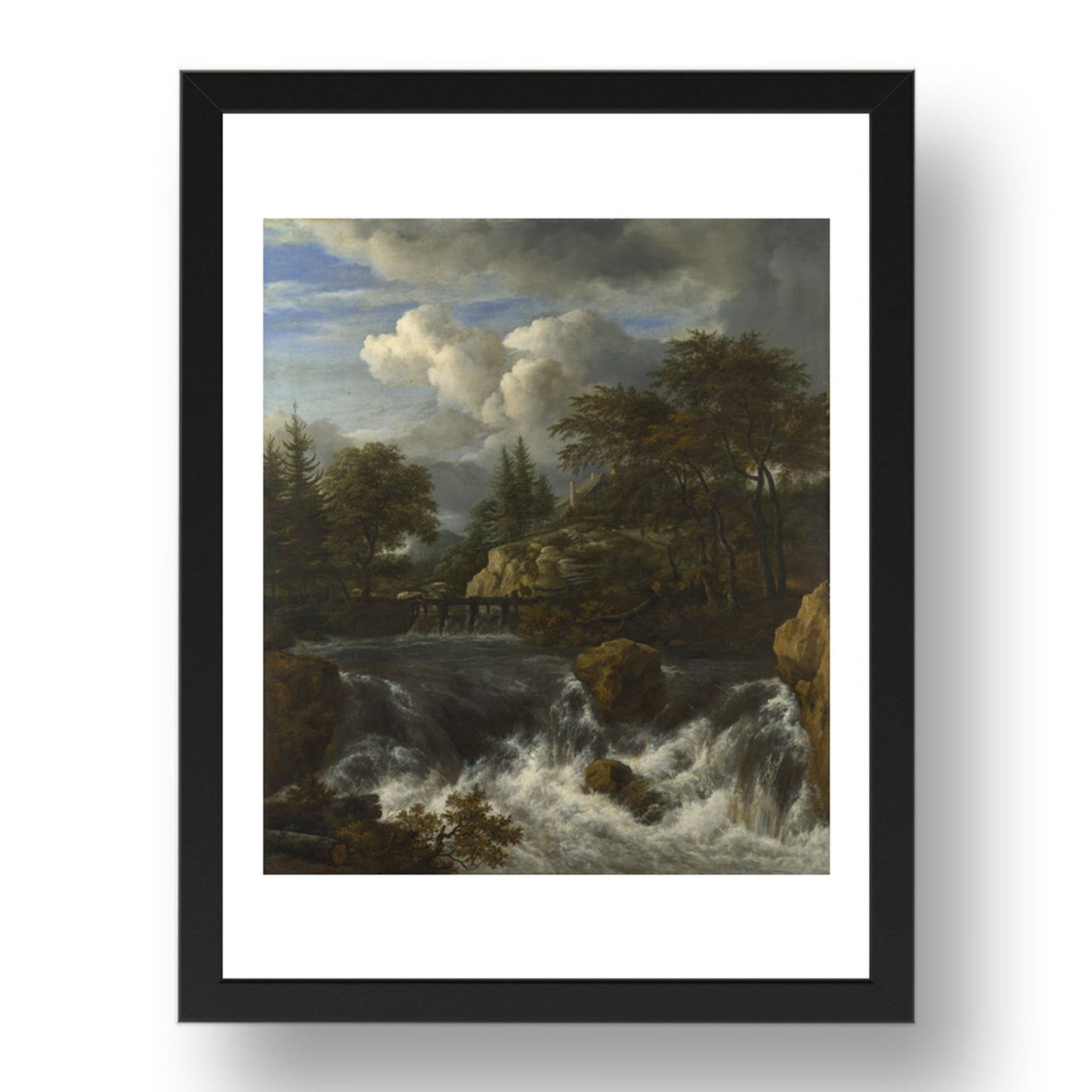 Jacob van Ruisdael: A Waterfall in a Rocky Landscape, Poster in 17x13"(A3) Frame