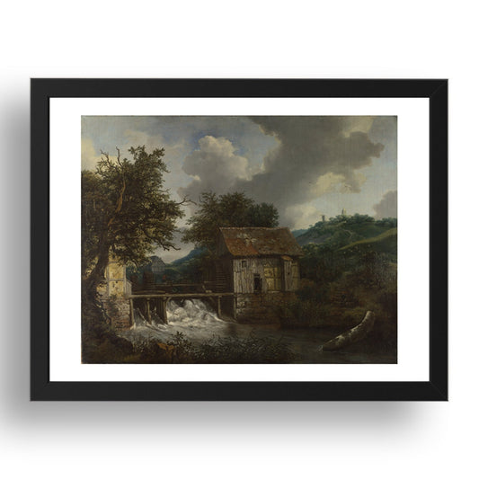 Jacob van Ruisdael: Two Watermills and an Open Sluice at Singraven, Poster in 17x13"(A3) Frame