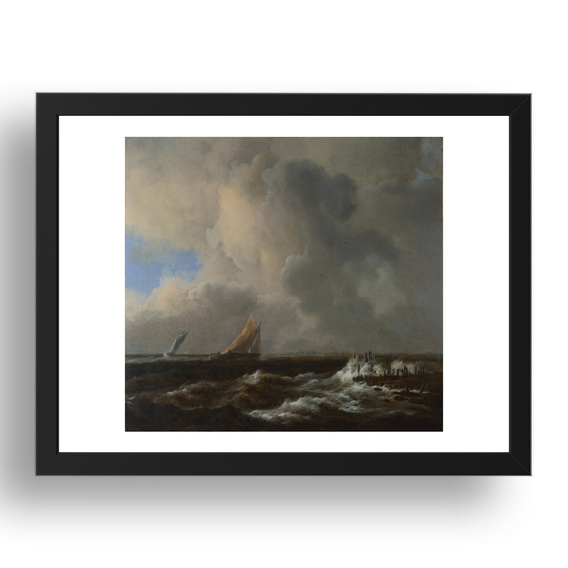 Jacob van Ruisdael: Vessels in a Fresh Breeze, Poster in 17x13"(A3) Frame