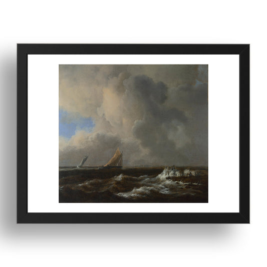 Jacob van Ruisdael: Vessels in a Fresh Breeze, Poster in 17x13"(A3) Frame