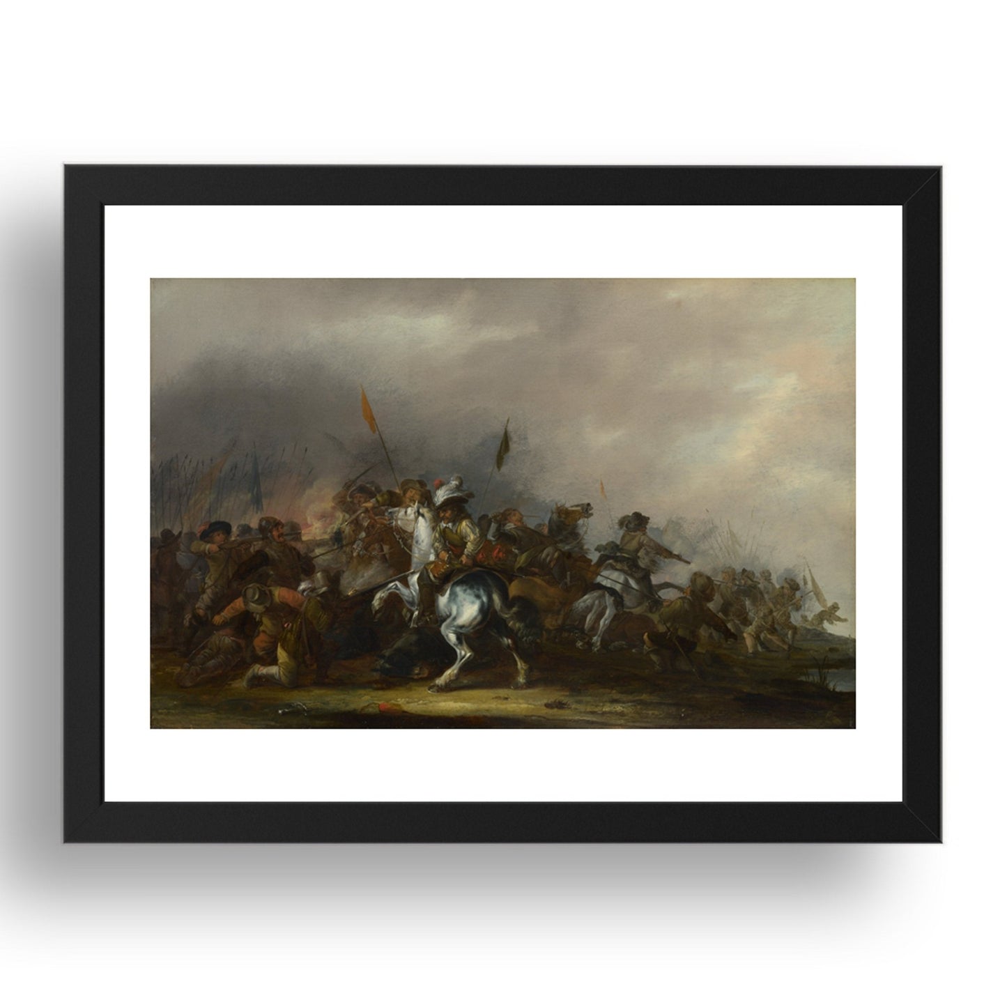 Jacob Weier: Cavalry attacked by Infantry, Poster in 17x13"(A3) Frame