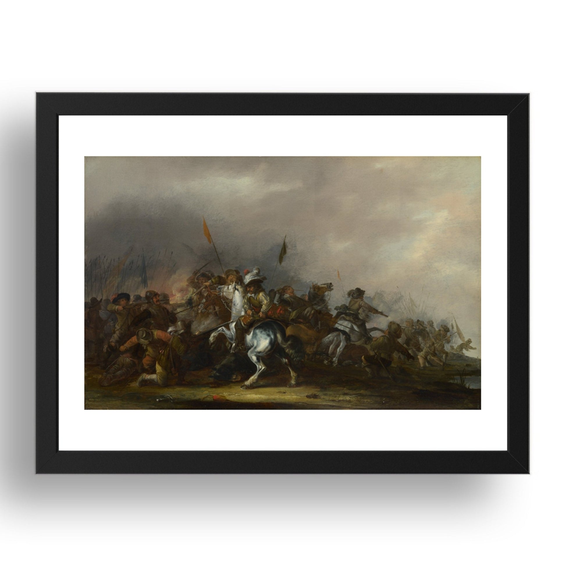 Jacob Weier: Cavalry attacked by Infantry, Poster in 17x13"(A3) Frame