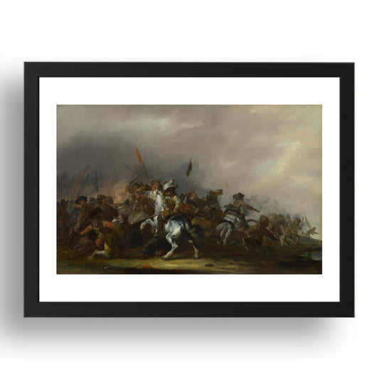 Jacob Weier: Cavalry attacked by Infantry, Poster in 17x13"(A3) Frame