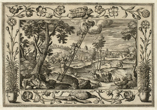 Jacob's Dream, from Landscapes with Old and New Testament Scenes and Hunting Scenes by  Adriaen Collaert (Flemish, c. 1560–1618) , 23x16"( A2 size ) Poster Print