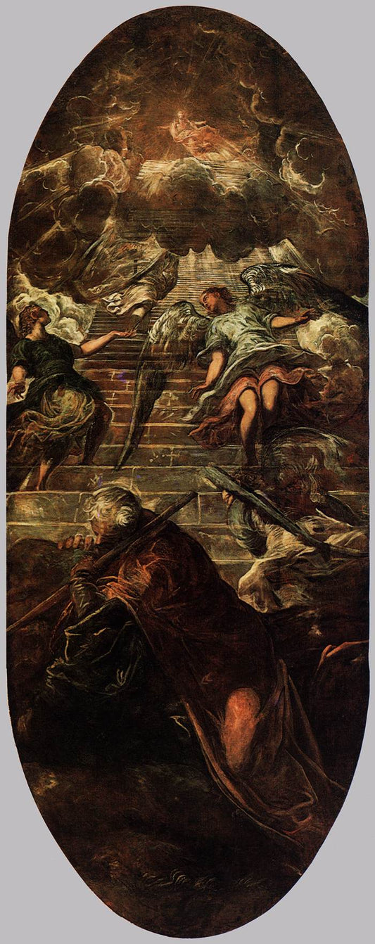 Jacob's Ladder, vintage artwork by Tintoretto, A3 (16x12") Poster Print
