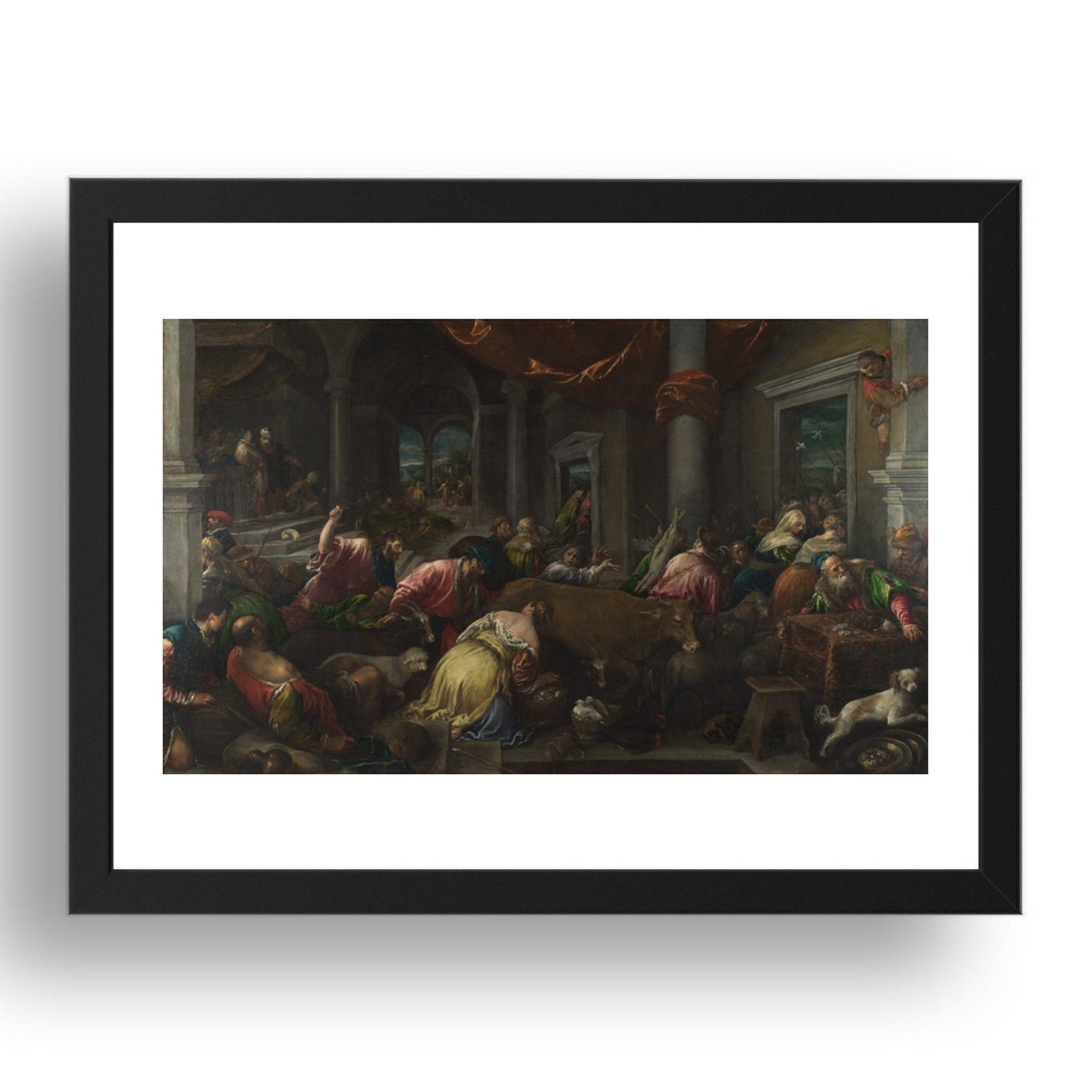 Jacopo Bassano and workshop: The Purification of the Temple, Poster in 17x13"(A3) Frame