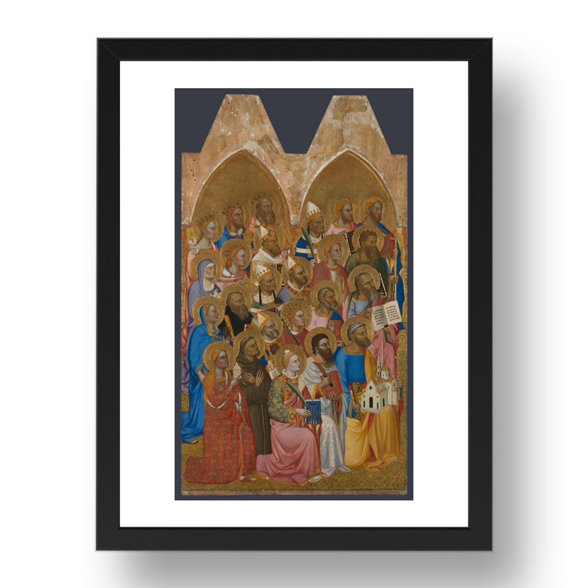 Jacopo di Cione and workshop: Adoring Saints: Left Main Tier Panel, Poster in 17x13"(A3) Frame