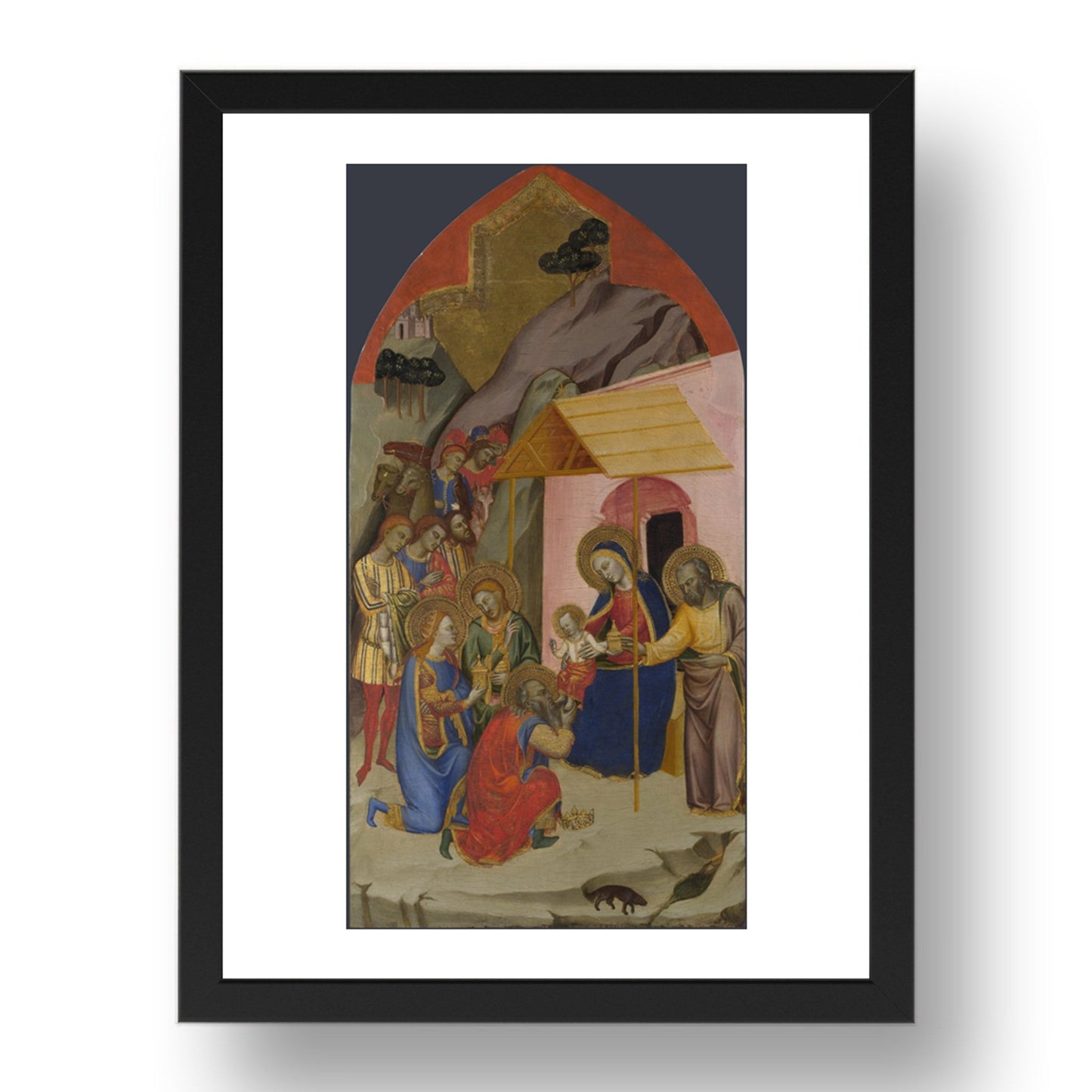 Jacopo di Cione and workshop: The Adoration of the Kings, Poster in 17x13"(A3) Frame