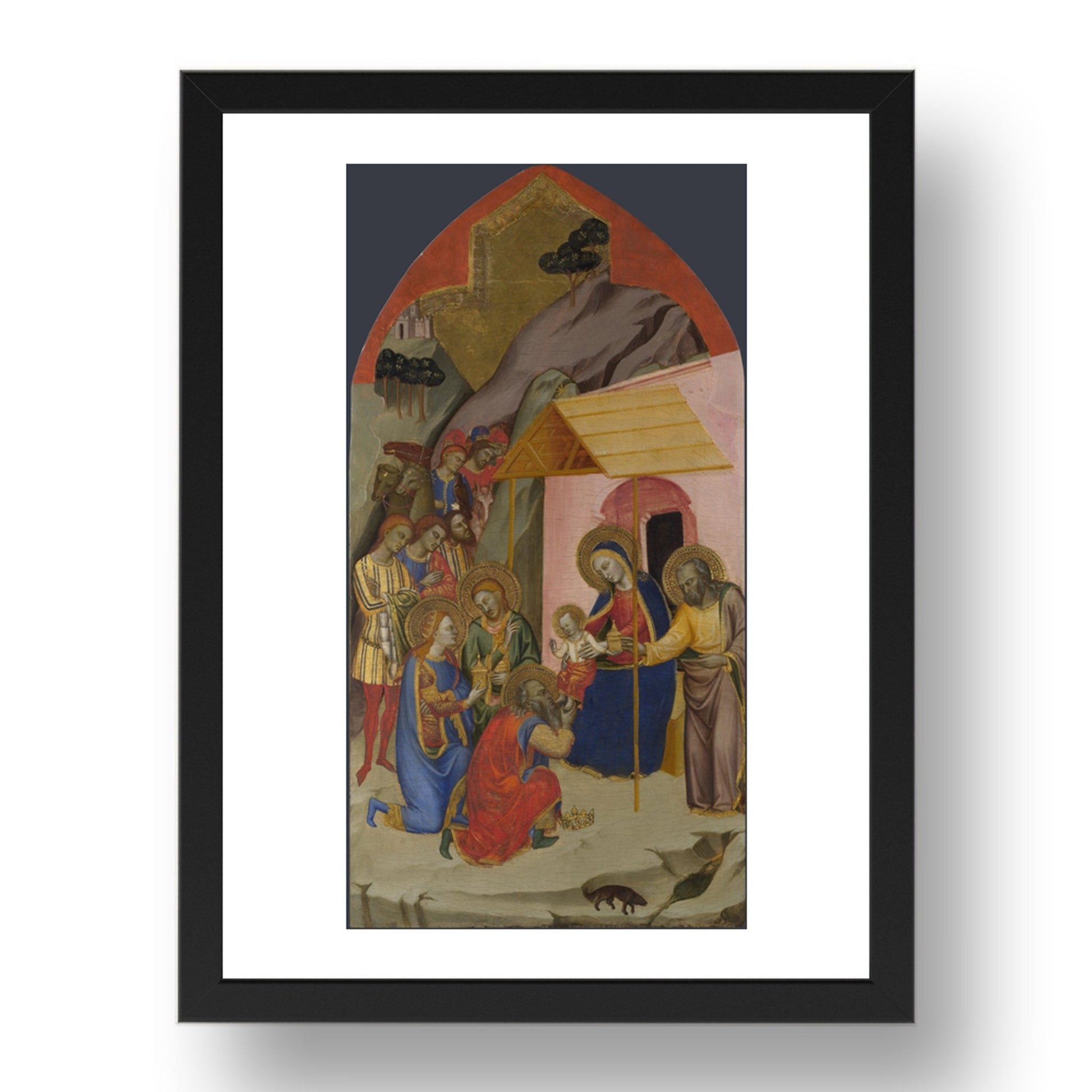 Jacopo di Cione and workshop: The Adoration of the Kings, Poster in 17x13"(A3) Frame