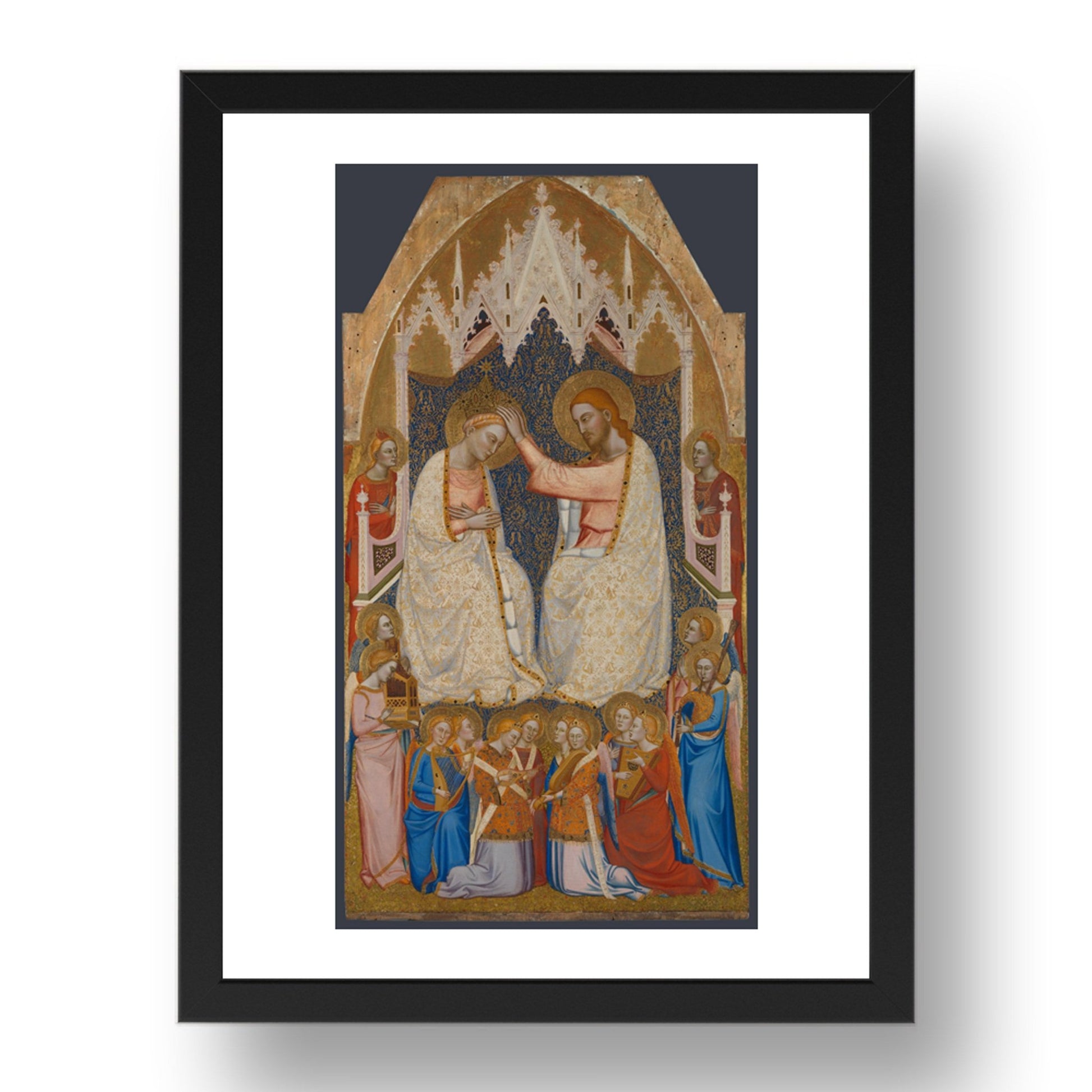 Jacopo di Cione and workshop: The Coronation of the Virgin: Central Main Tier Panel, Poster in 17x13"(A3) Frame