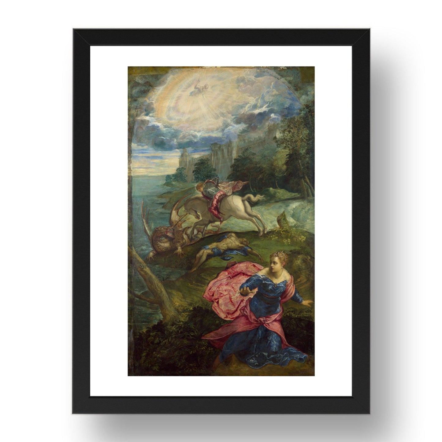 Jacopo Tintoretto: Saint George and the Dragon, Poster in 17x13"(A3) Frame