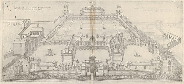 Jacques Androuet Du Cerceau:Birds Eye View of the Chateau and Grounds of Anet from Les plus excellents bastiments de France 1607, vintage artwork, 16x12"(A3) Poster Print