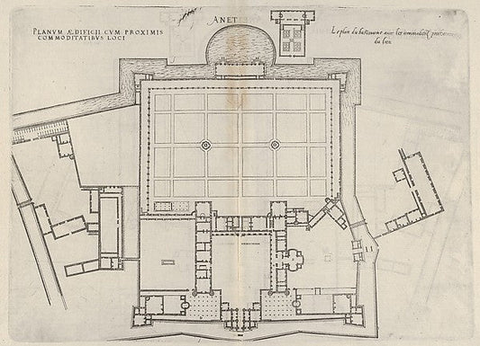 Jacques Androuet Du Cerceau:Floorplan of Chateau d'Anet from Les plus excellents bastiments de France 1607, vintage artwork, 16x12"(A3) Poster Print