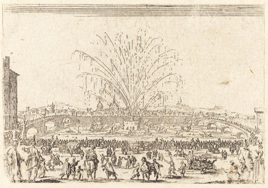 Jacques Callot:Fireworks on the Arno, Florence,16x12"(A3) Poster