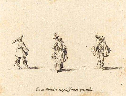 Jacques Callot:Lady with Plumes, and Two Gentlemen,16x12"(A3) Poster