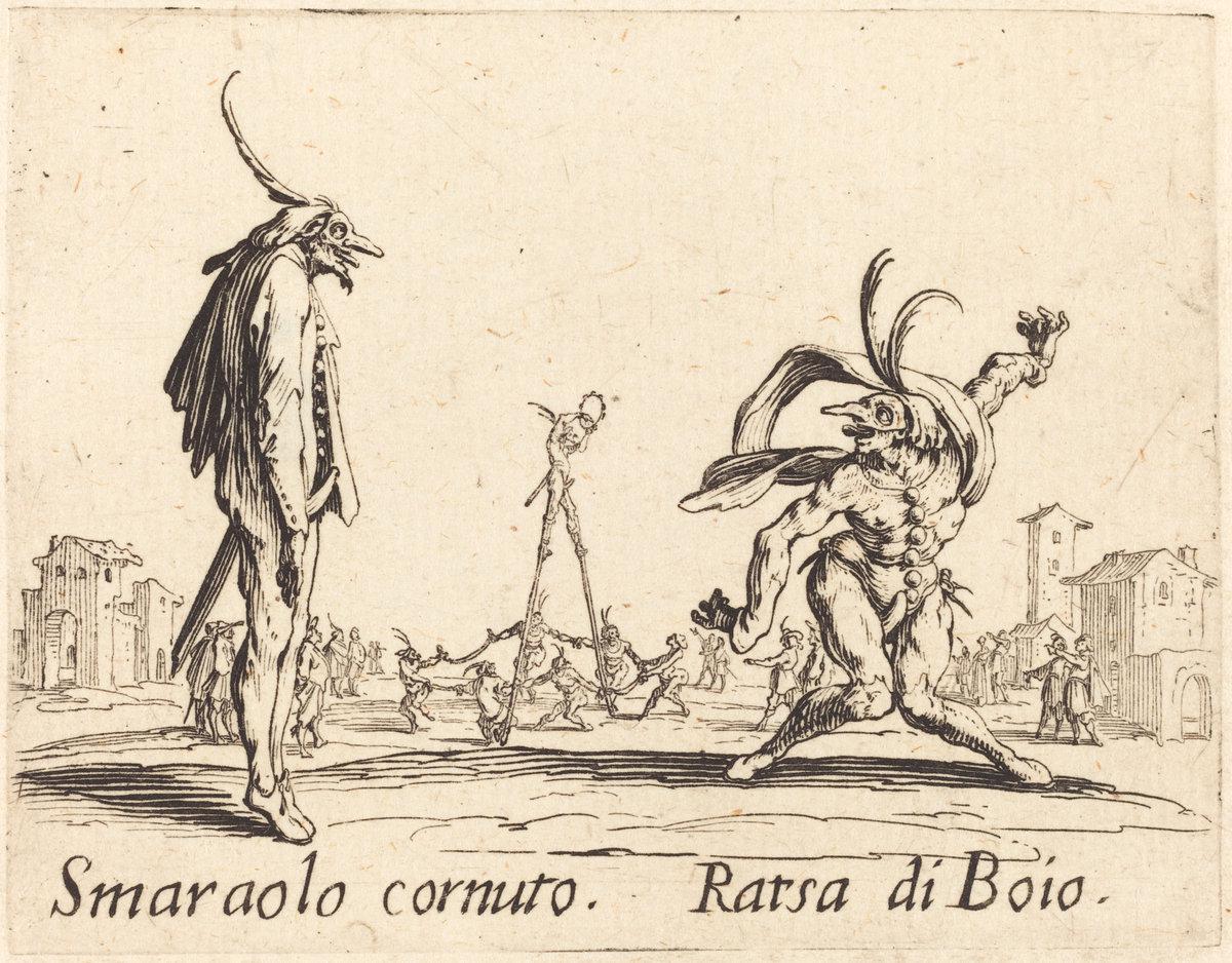Jacques Callot:Smaralo Cornuto and Ratsa di Boio,16x12"(A3) Poster