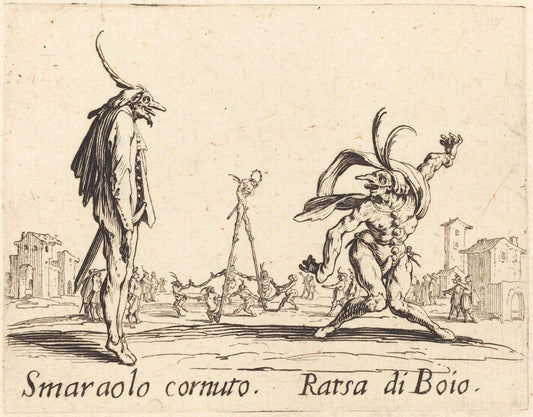 Jacques Callot:Smaralo Cornuto and Ratsa di Boio,16x12"(A3) Poster