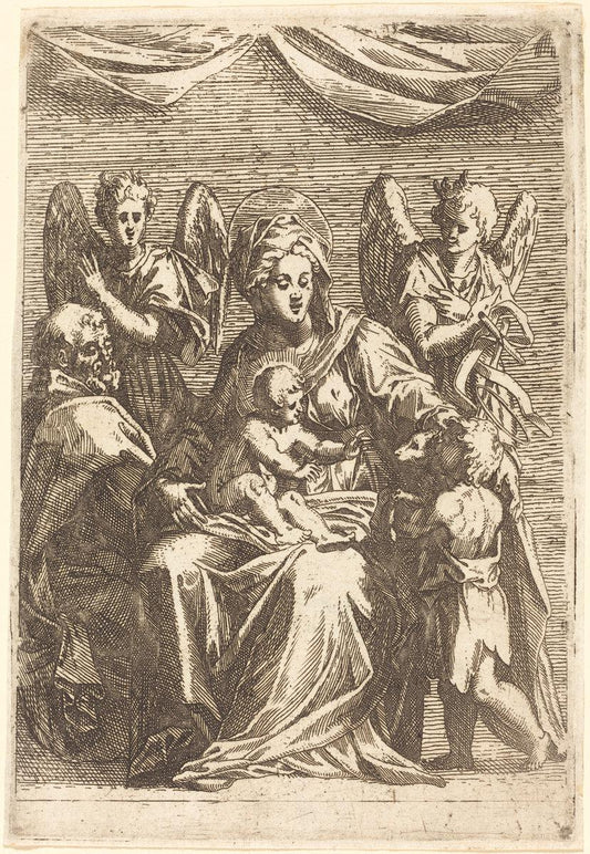 Jacques Callot:The Holy Family with Two Angels,16x12"(A3) Poster