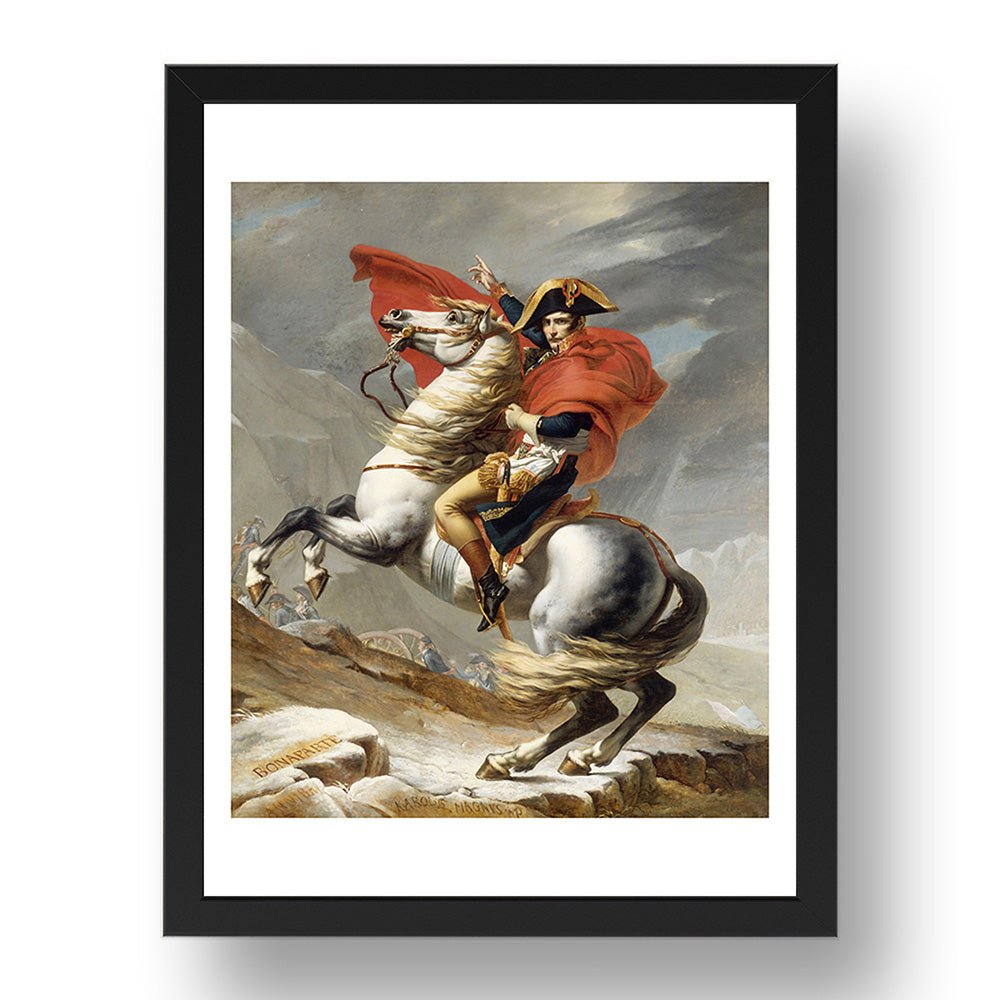 Jacques-Louis David - Napoleon Crossing The Alps, vintage artwork in A3 (17x13") Black Frame