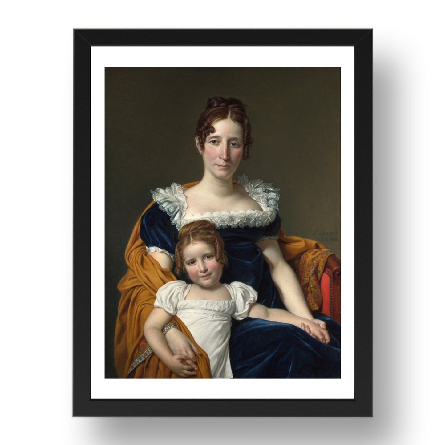 Jacques Louis David: Portrait of the Comtesse Vilain XIIII and her Daughter, Poster in 17x13"(A3) Frame