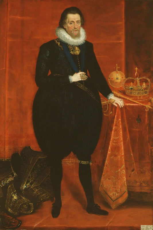 James VI & I (1566-1625), vintage artwork by Paulus van Somer I, 12x8" (A4) Poster
