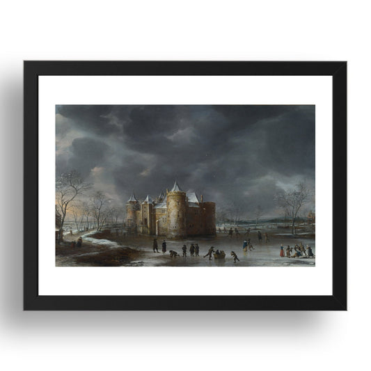 Jan Beerstraaten: The Castle of Muiden in Winter, Poster in 17x13"(A3) Frame