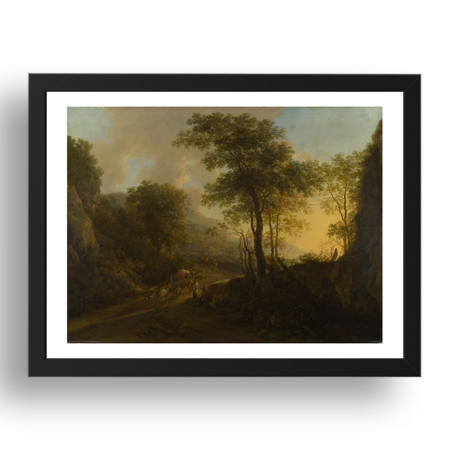 Jan Both: A Rocky Landscape with an Ox cart, Poster in 17x13"(A3) Frame