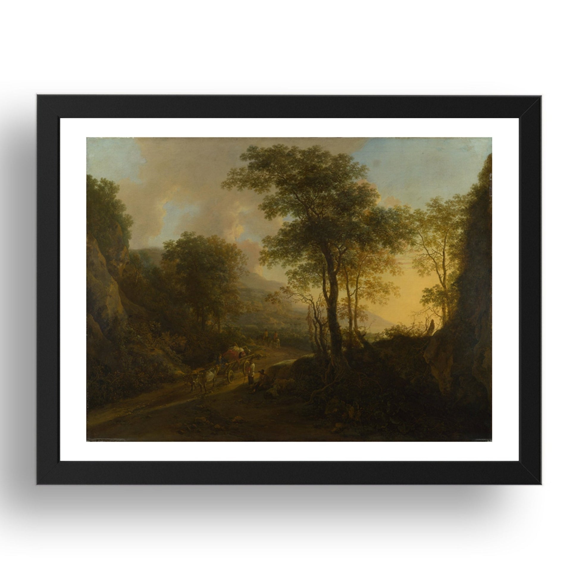 Jan Both: A Rocky Landscape with an Ox cart, Poster in 17x13"(A3) Frame