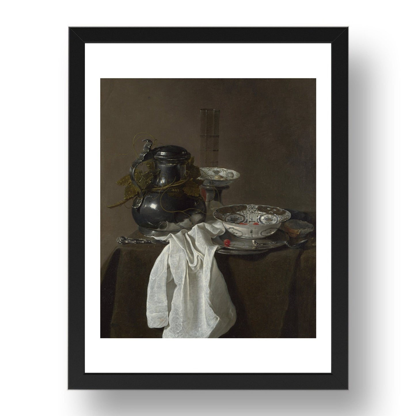 Jan Jansz. Treck: Still Life with a Pewter Flagon and Two Ming Bowls, Poster in 17x13"(A3) Frame