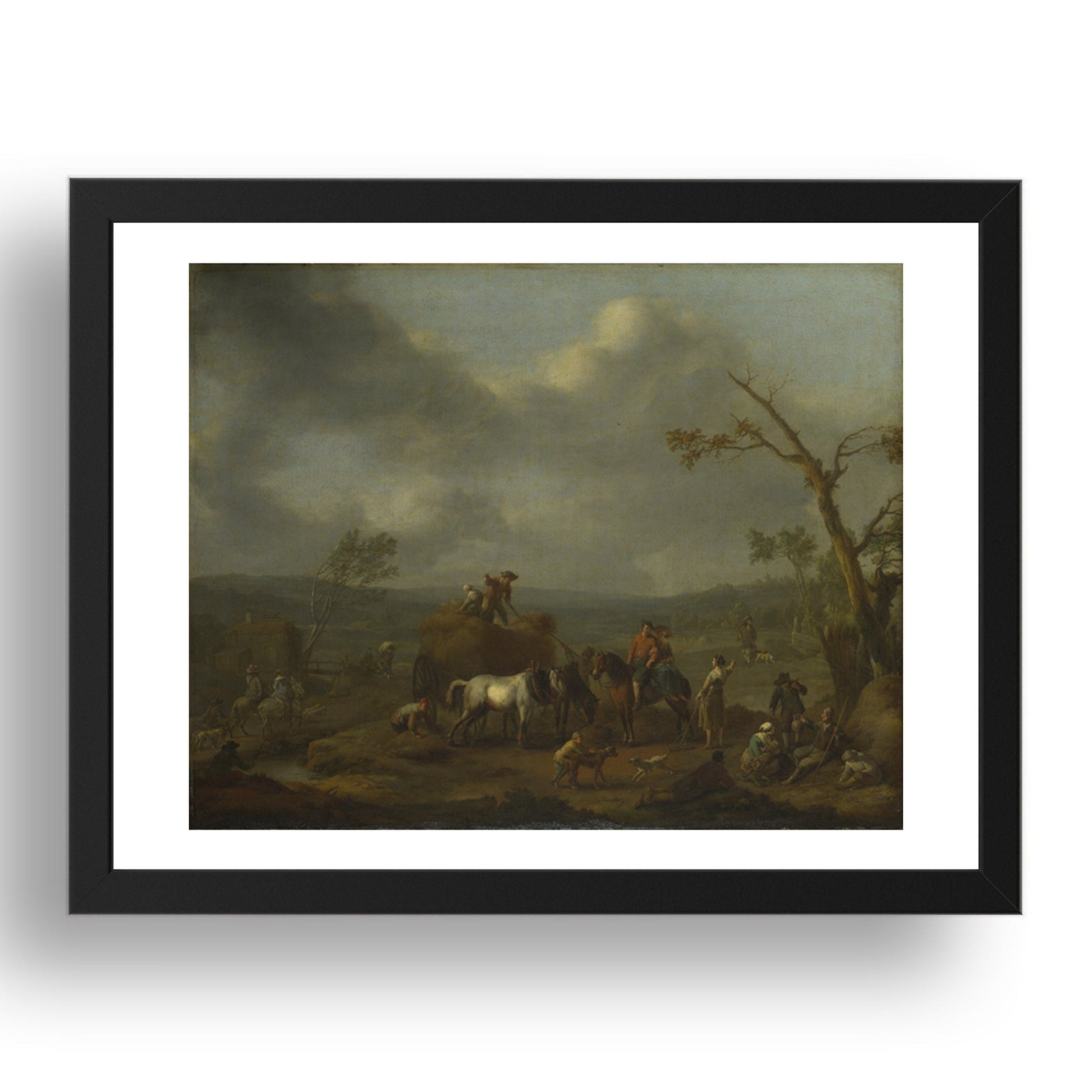 Jan Lingelbach: Peasants loading a Hay Cart, Poster in 17x13"(A3) Frame