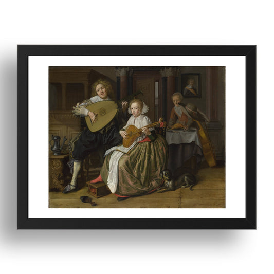 Jan Molenaer: A Young Man and Woman making Music, Poster in 17x13"(A3) Frame