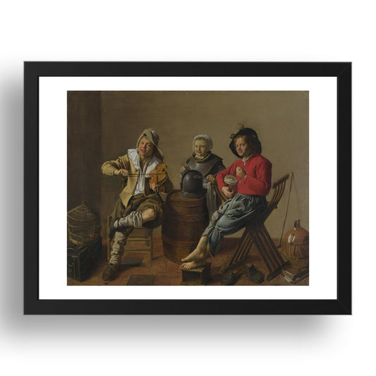 Jan Molenaer: Two Boys and a Girl making Music, Poster in 17x13"(A3) Frame