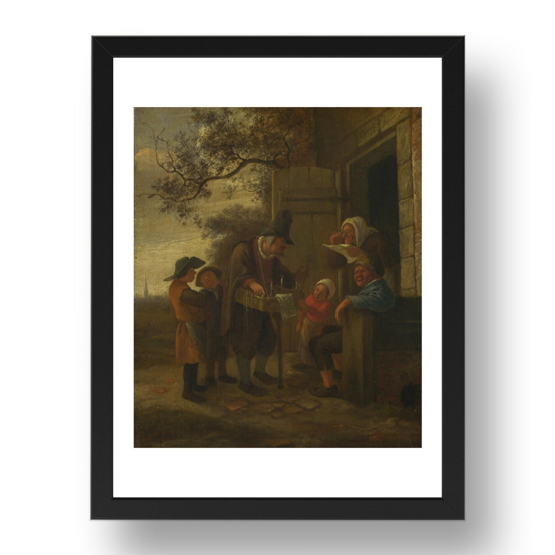 Jan Steen: A Pedlar selling Spectacles outside a Cottage, Poster in 17x13"(A3) Frame