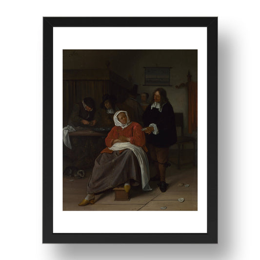 Jan Steen: An Interior with a Man offering an Oyster to a Woman, Poster in 17x13"(A3) Frame