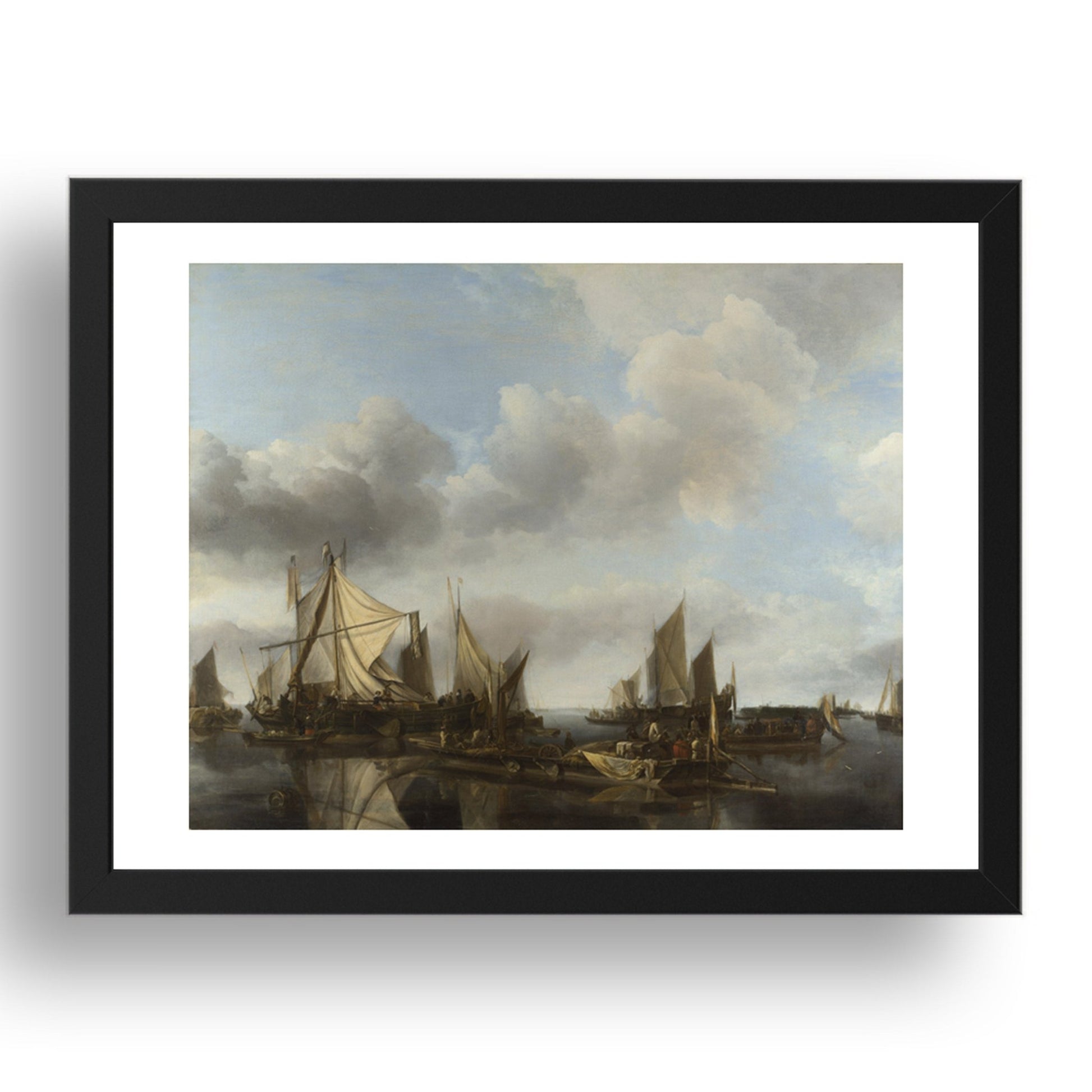 Jan van de Cappelle: A River Scene with a Large Ferry, Poster in 17x13"(A3) Frame