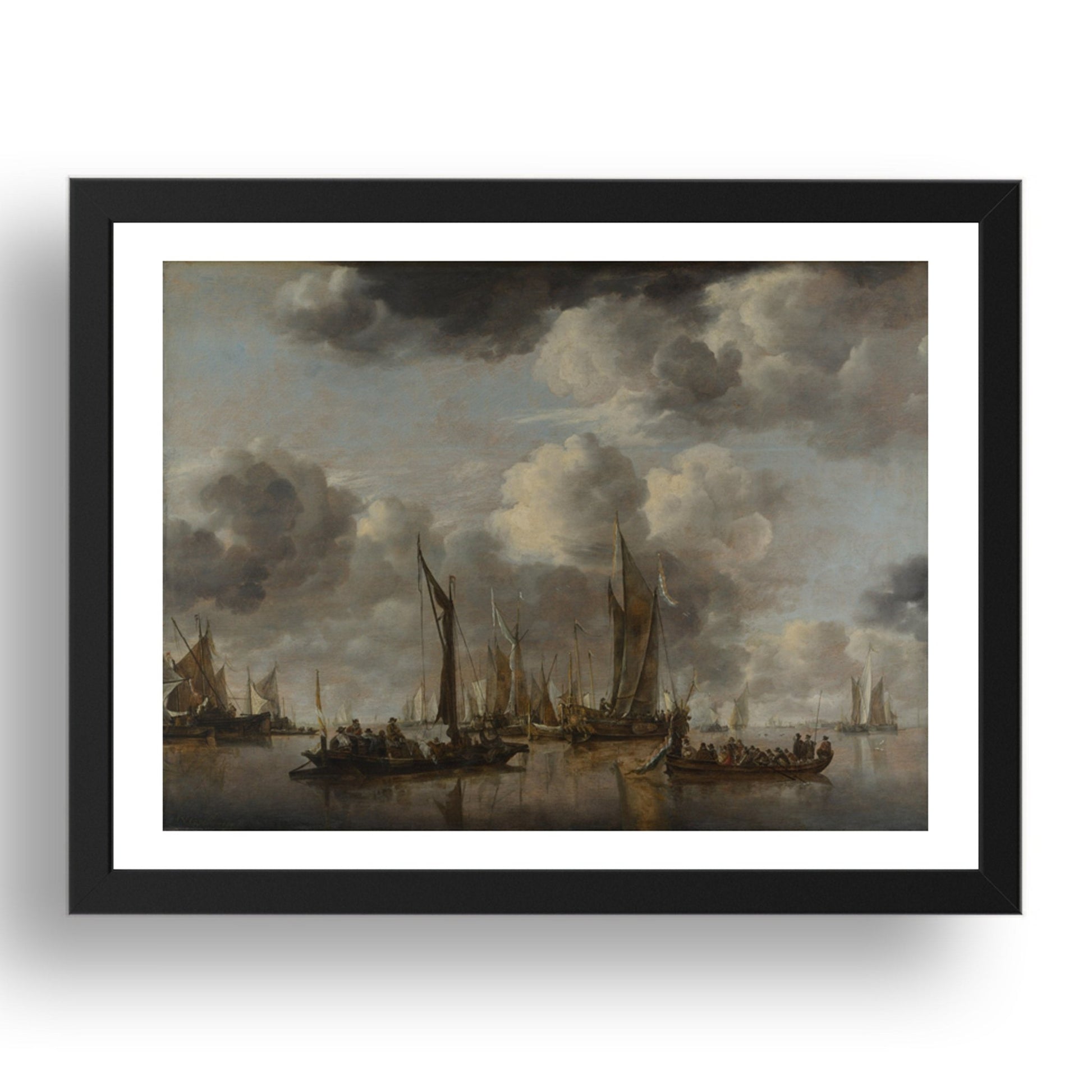 Jan van de Cappelle: A Shipping Scene with a Dutch Yacht firing a Salute, Poster in 17x13"(A3) Frame