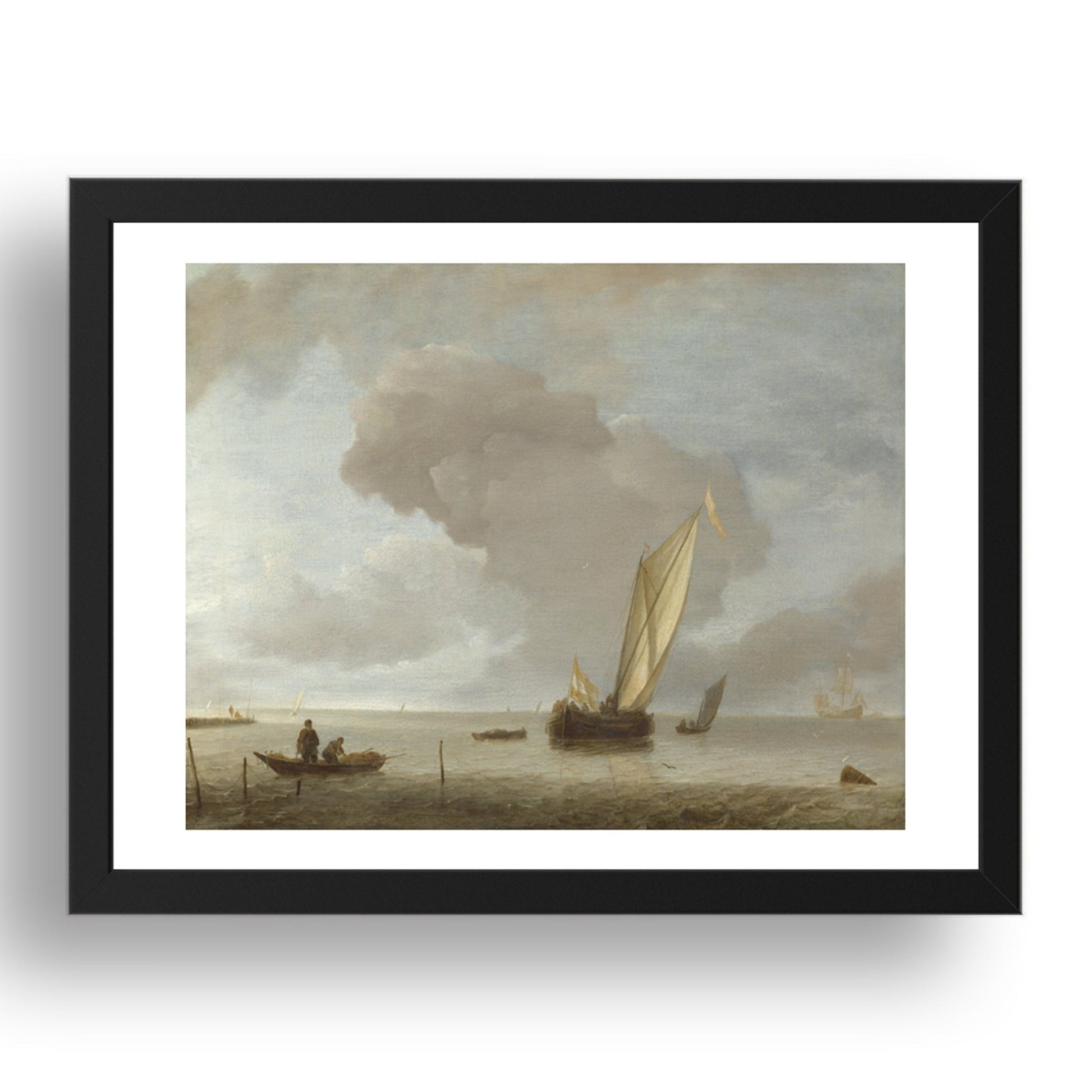 Jan van de Cappelle: A Small Dutch Vessel before a Light Breeze, Poster in 17x13"(A3) Frame