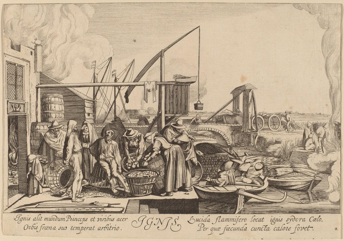 Jan van de Velde II after Willem Buytewech:Fire,16x12"(A3) Poster