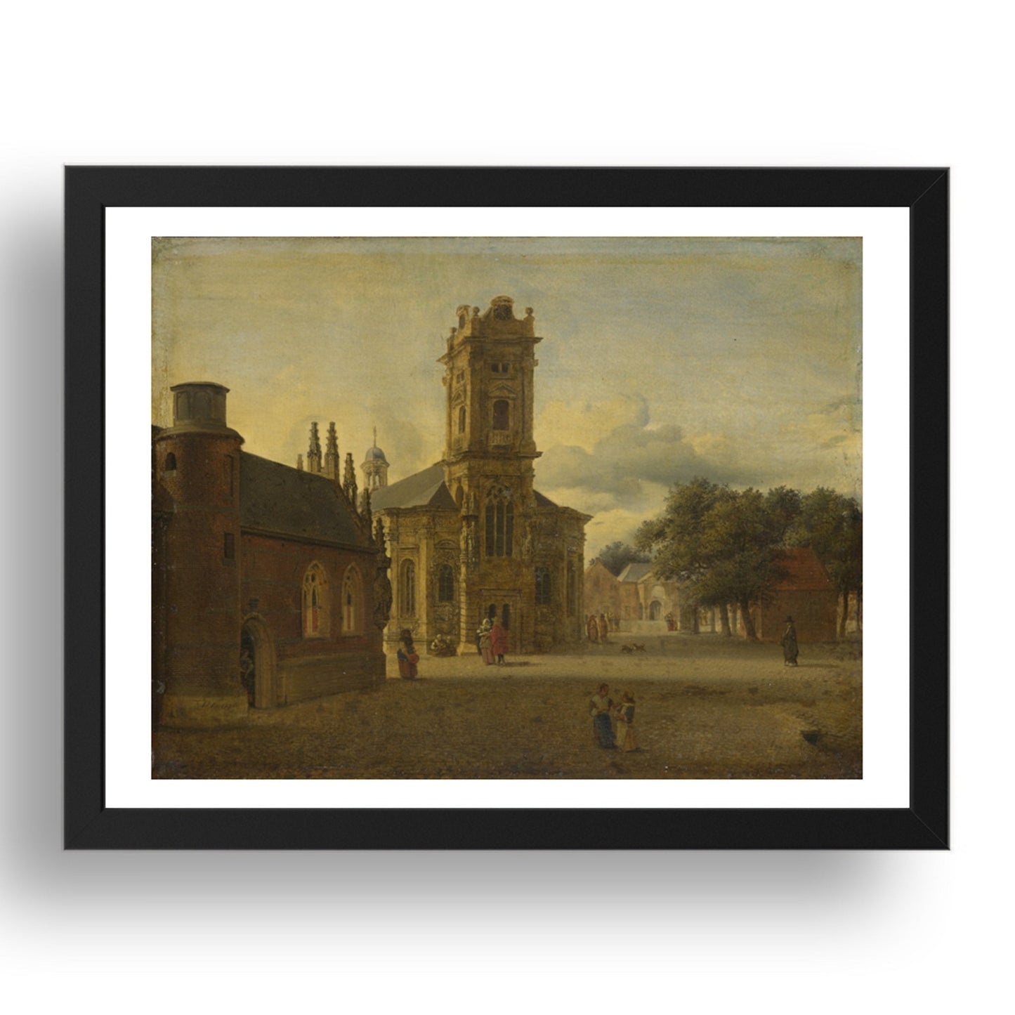 Jan van der Heyden: A Square before a Church, Poster in 17x13"(A3) Frame