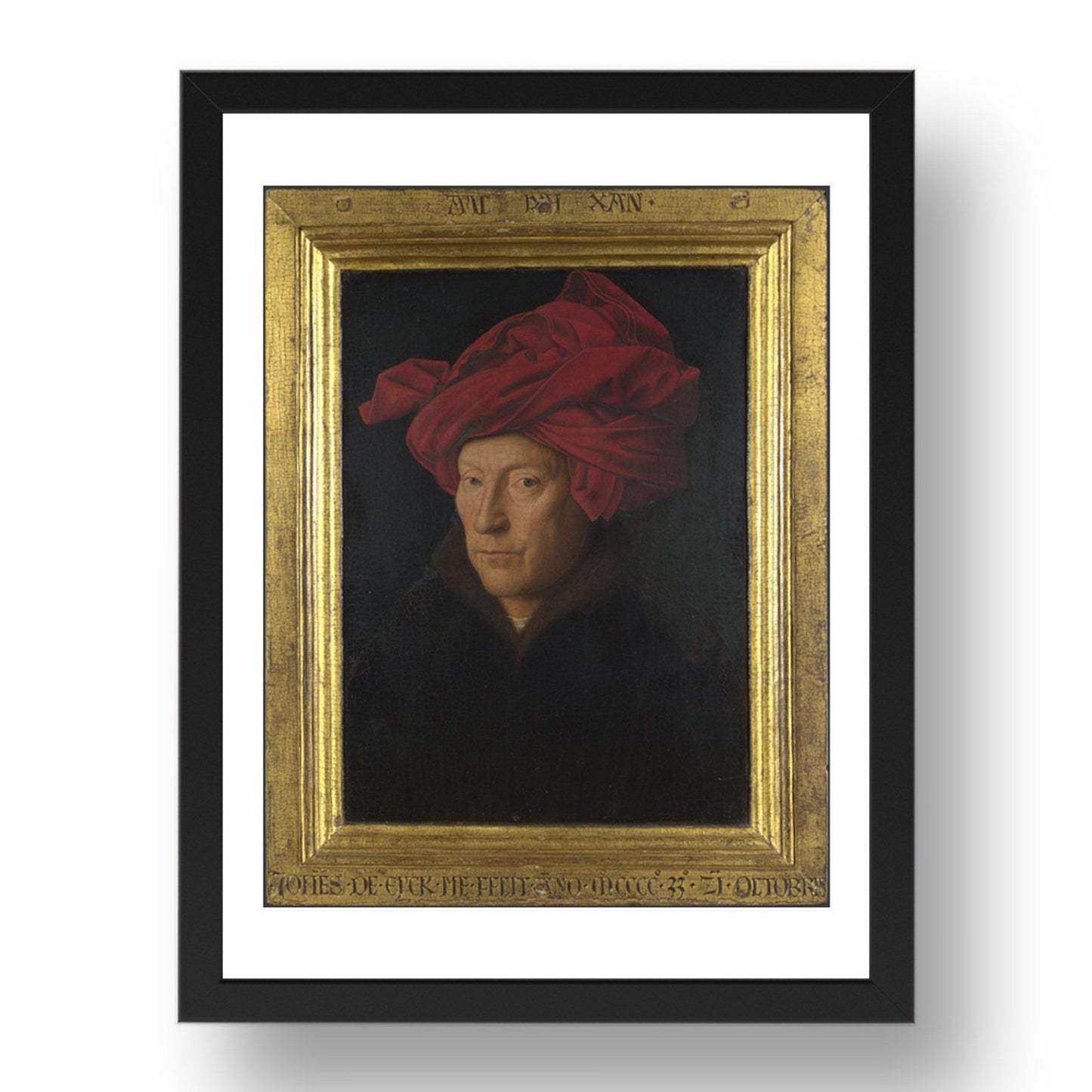Jan van Eyck: Portrait of a Man (Self Portrait), Poster in 17x13"(A3) Frame