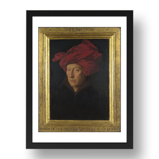 Jan van Eyck: Portrait of a Man (Self Portrait), Poster in 17x13"(A3) Frame