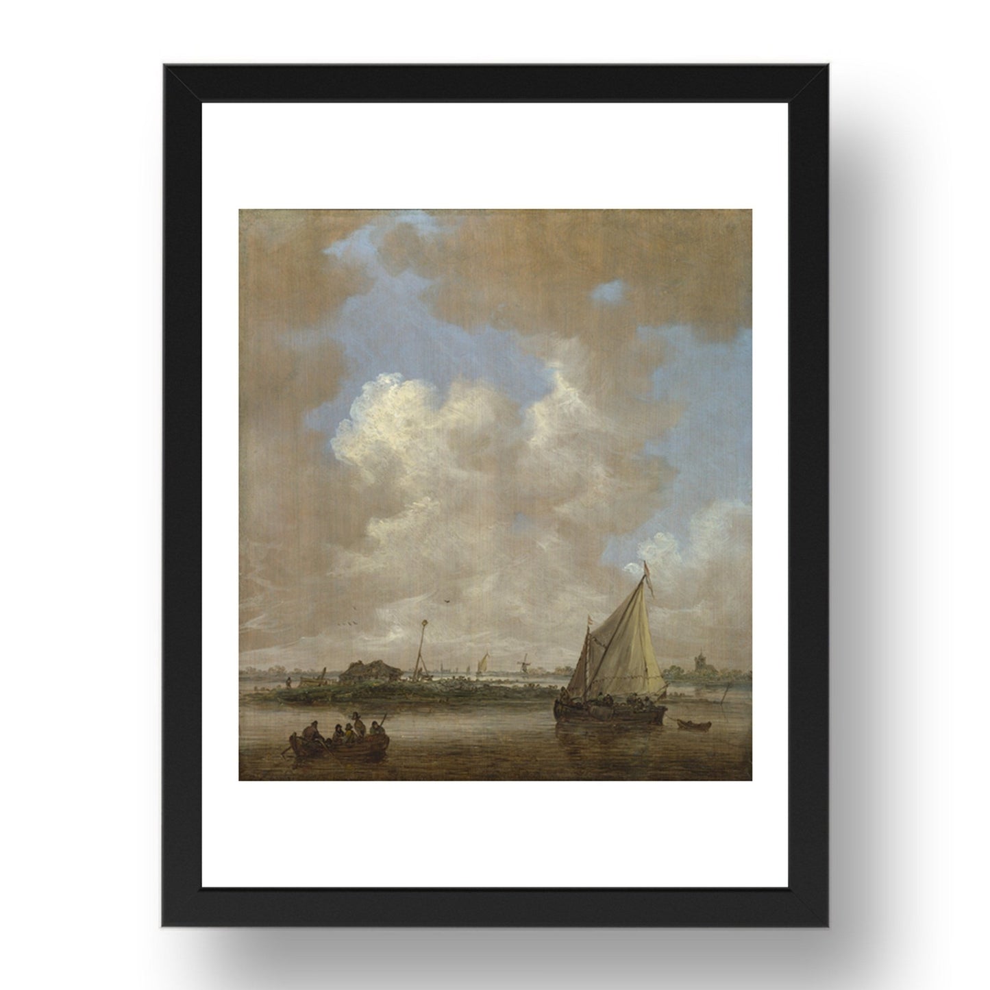 Jan van Goyen: A River Scene, with a Hut on an Island, Poster in 17x13"(A3) Frame