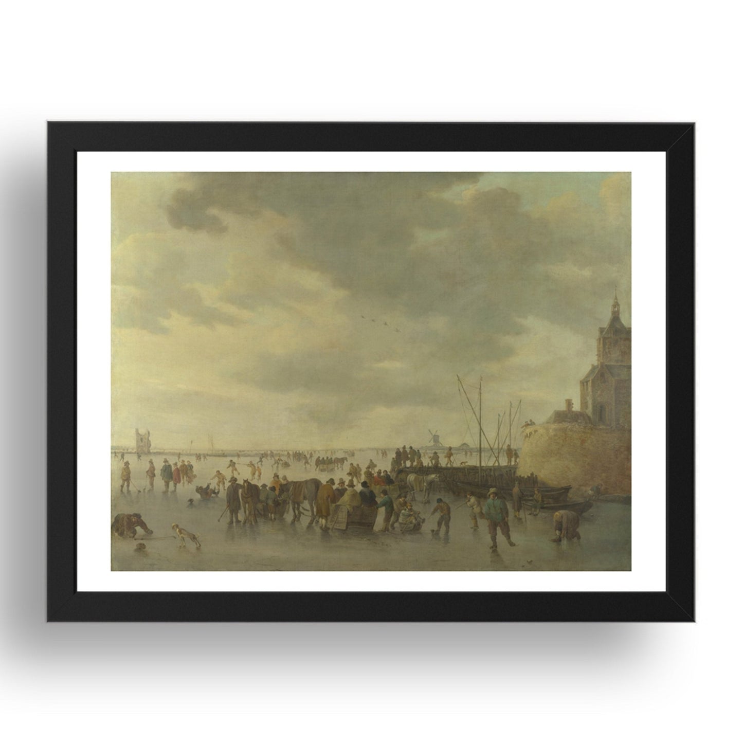 Jan van Goyen: A Scene on the Ice near Dordrecht, Poster in 17x13"(A3) Frame