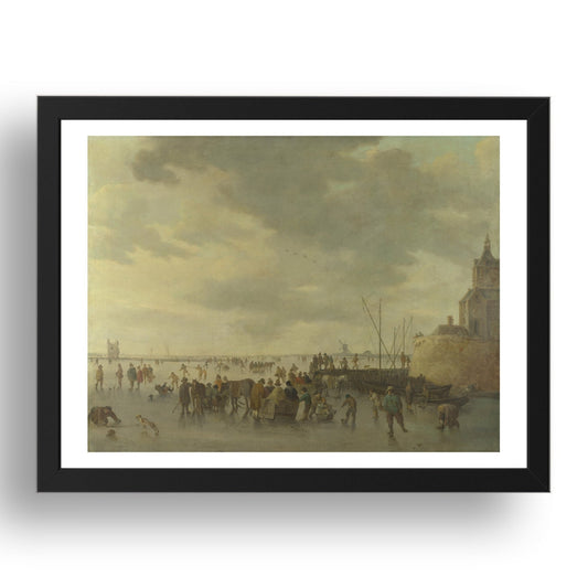 Jan van Goyen: A Scene on the Ice near Dordrecht, Poster in 17x13"(A3) Frame