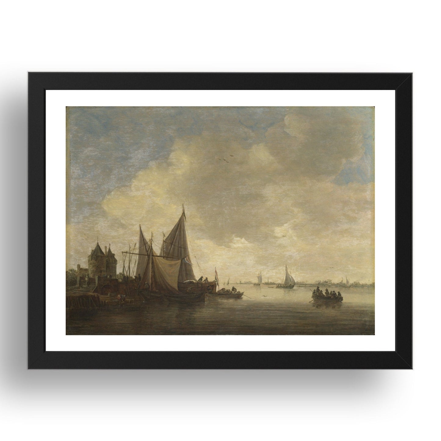 Jan van Goyen: The Mouth of an Estuary with a Gateway, Poster in 17x13"(A3) Frame