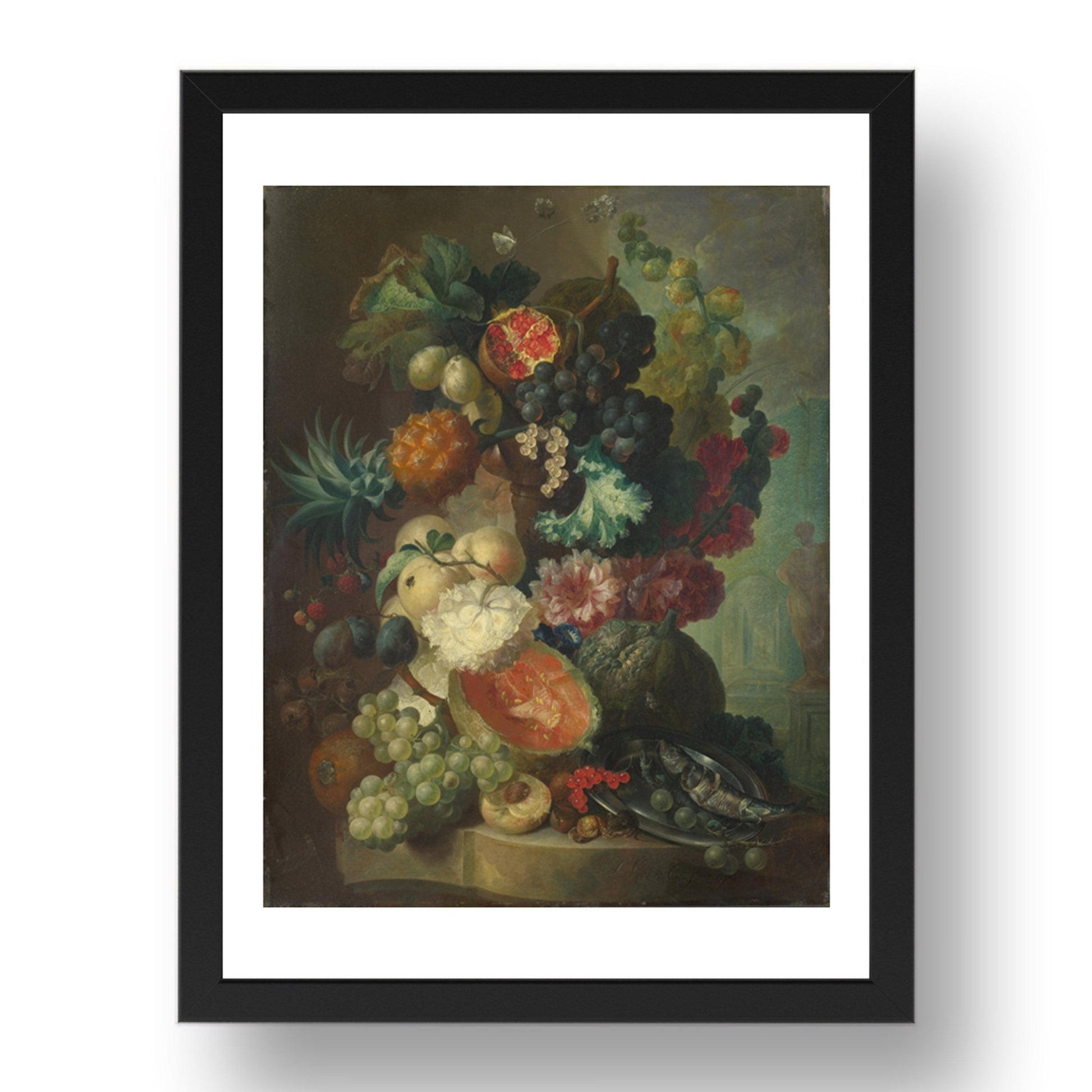 Jan van Os: Fruit, Flowers and a Fish, Poster in 17x13"(A3) Frame
