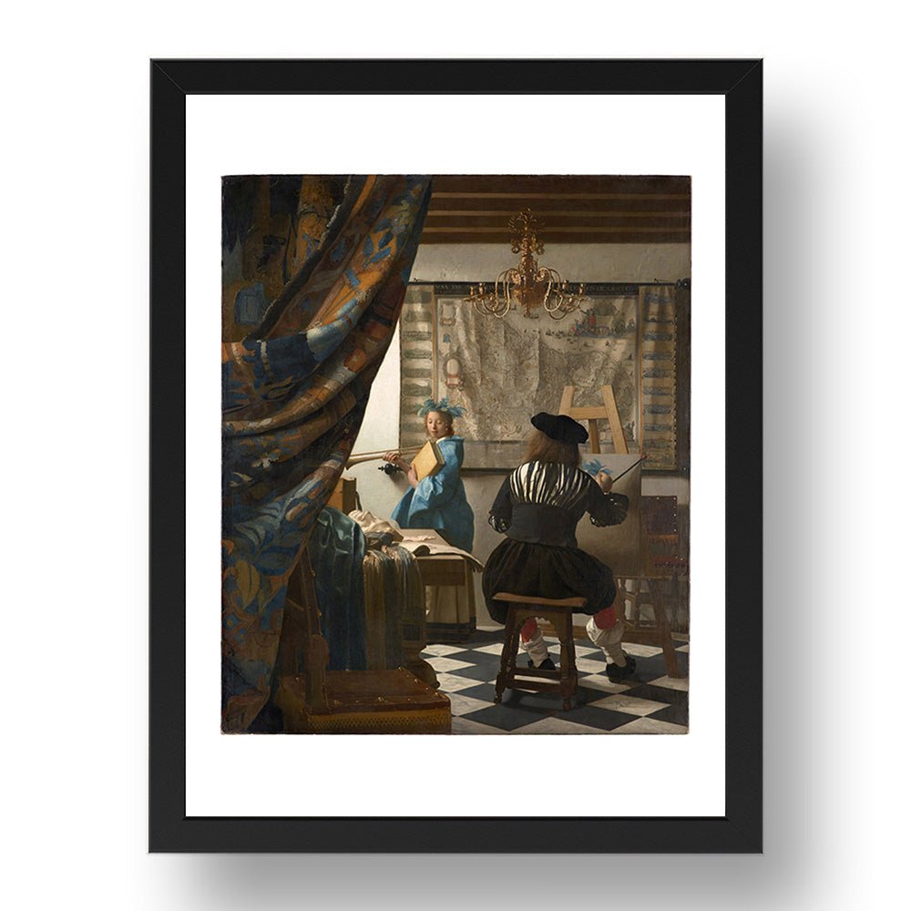 Jan Vermeer - The Art Of Painting [1668], vintage artwork in A3 (17x13") Black Frame