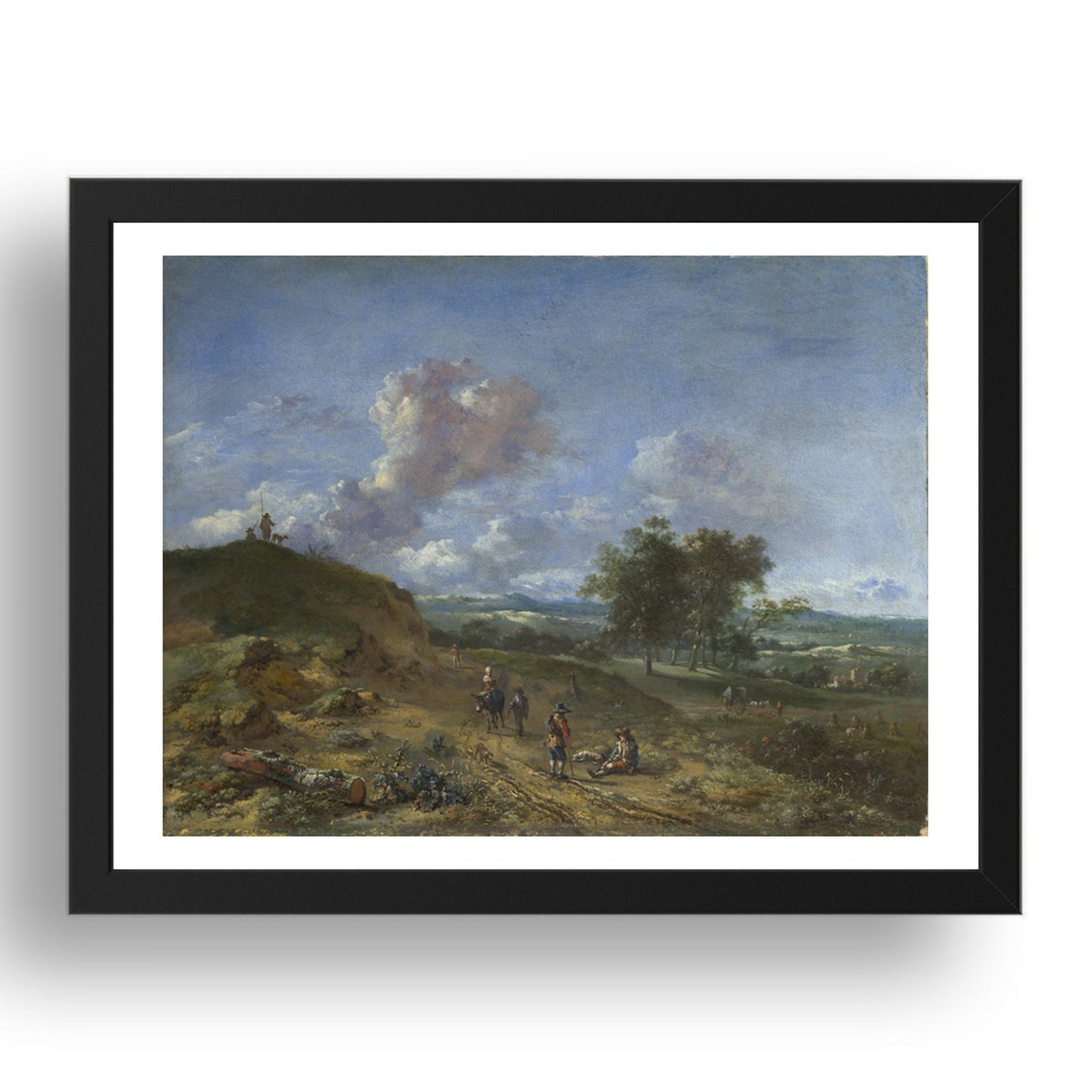 Jan Wijnants: A Landscape with a High Dune and Peasants on a Road, Poster in 17x13"(A3) Frame